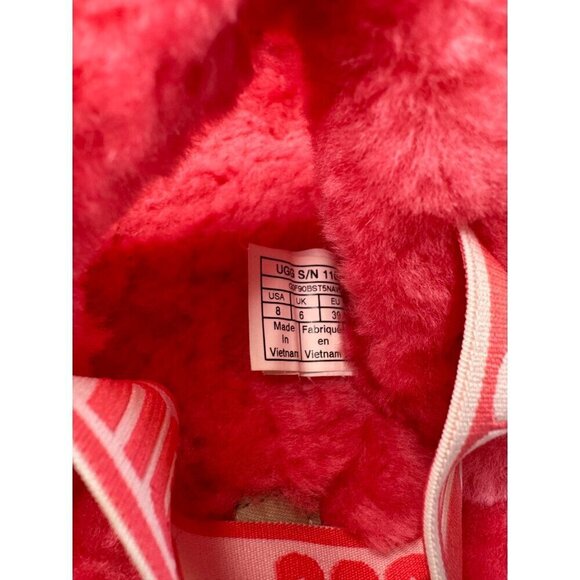 Ugg Womens SZ 8 Fluff Yeah Slide Slippers Pink Shearling Open Toe Indoor/Outdoor - Picture 9 of 9